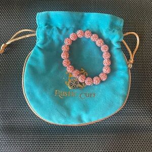 Rustic Cuff Pink Beaded Bracelet